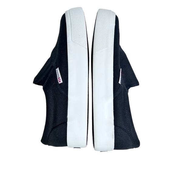 Superga Black White Womens Canvas Low Top Platform Slip On Sneaker - Picture 8 of 10